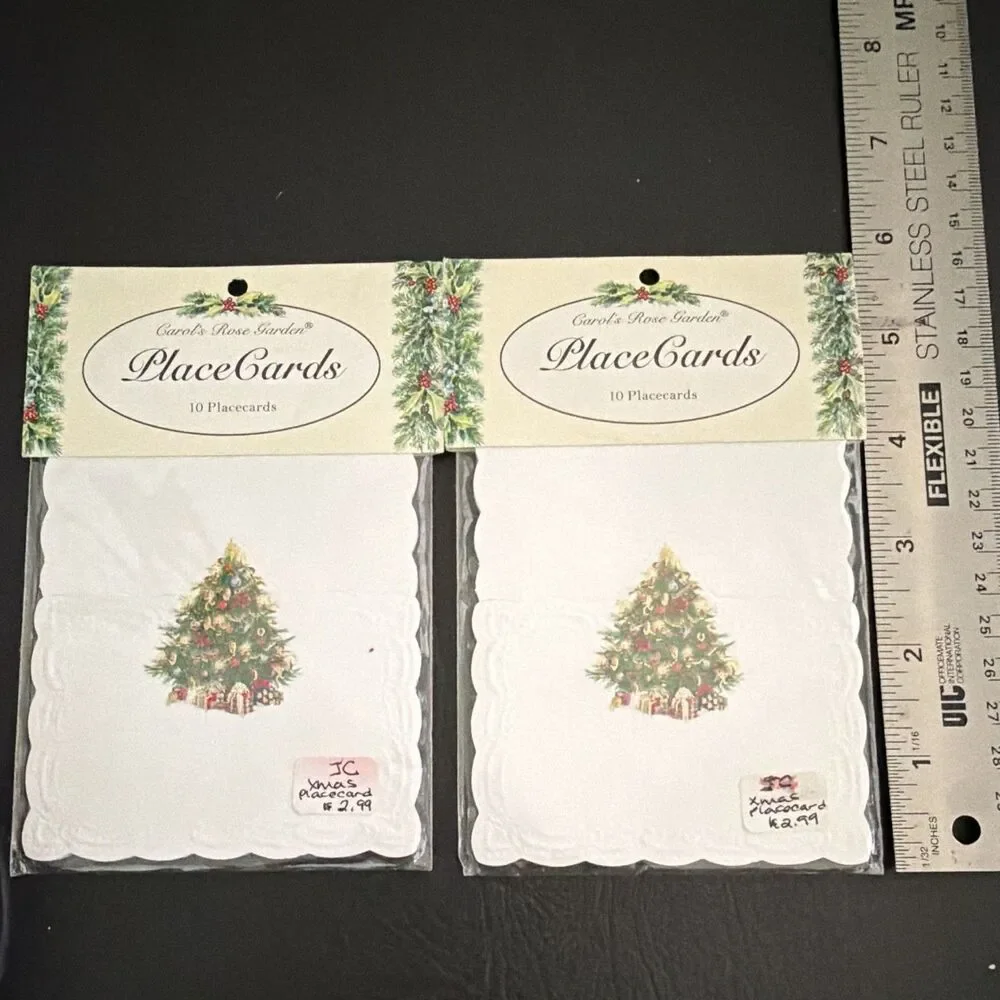 Vintage Carol Wilson Carols Rose Garden Christmas Tree Place Cards 20ct
